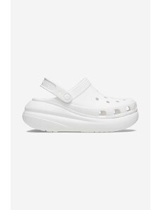Crocs papuci Crush Clog femei, culoarea alb, cu platforma 207521.WHITE-White