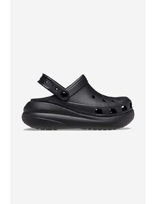 Crocs papuci Classic Crush Clog femei, culoarea negru, cu platforma 207521.BLACK-black