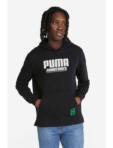 Puma hanorac de bumbac x Minecraft bărbați, culoarea negru, cu glugă, cu imprimeu 534376.01-black
