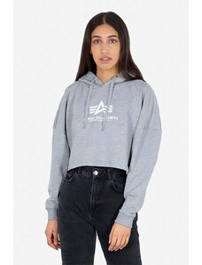 Alpha Industries bluză Sweats & Hoodys femei, culoarea gri, cu glugă, cu imprimeu 116057.230-grey