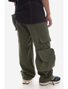 Ader Error pantaloni de bumbac Ader Error Bottom BMADSSBT0301KK culoarea verde, cu fit cargo BMADSSBT0301KK-KK