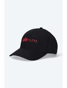 Alpha Industries șapcă de baseball din bumbac culoarea negru, cu imprimeu 126912.94-black