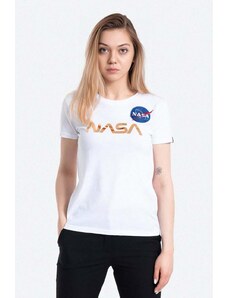 Alpha Industries tricou din bumbac NASA Pm T culoarea alb 198053.438-white