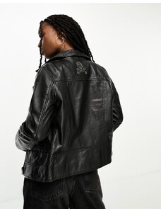 Scalpers biker leather jacket in black