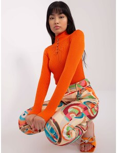 Fashionhunters Orange fitted turtleneck blouse