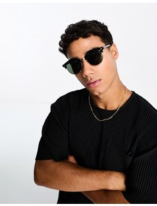 ONLY & SONS retro square sunglasses in black-Gold