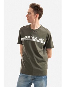 Alpha Industries tricou din bumbac culoarea verde, cu model 126505.142-green