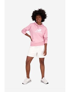 New Balance bluză femei, culoarea roz, cu glugă, cu imprimeu WT31533HAO-HAO
