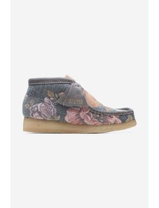 Clarks Originals pantofi Wallabee Boot femei, culoarea gri, cu toc plat, 26169842