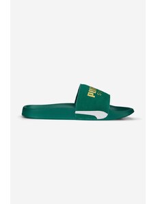 Puma papuci din piele Leadcat 2.0 Suede Classic bărbați, culoarea verde 384872.10-green