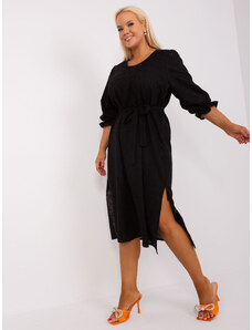 Fashionhunters Black dress size plus with 3/4 sleeves
