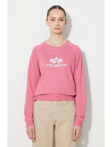 Alpha Industries bluză New Basic Sweater Wmn bărbați, culoarea roz, cu imprimeu 196031.49-pink
