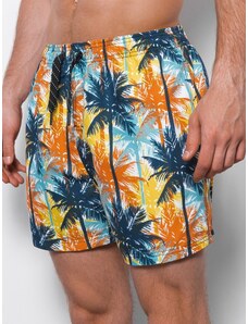 Ombre Clothing Men's swimming trunks in palm trees - blue and orange V24 OM-SRBS-0125