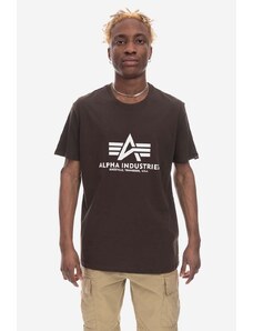 Alpha Industries tricou din bumbac Basic culoarea maro, cu imprimeu 100501.413-brown