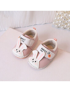 Superbebeshoes Pantofiori roz pentru fetite - Iepuras