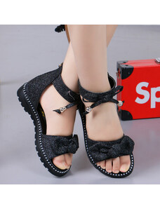 Superbebeshoes Sandale negre pentru fetite - Shine