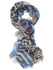 Meli Melo Esarfa bleu din vascoza cu model animal print