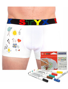 Boxeri bărbați Styx sport cauciuc alb + markere textile (GF1061) XL