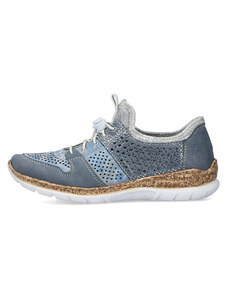 Pantofi dama, Rieker, N4255-12-Albastru, casual, piele ecologica, cu talpa joasa, albastru (Marime: 36)
