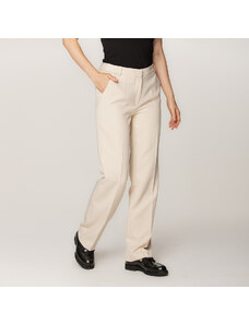 Willsoor Pantaloni eleganți de costum pentru femei, bej cu un model fin 15367