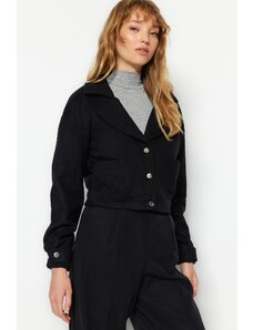 Jachetă neagră supradimensionată Trendyol Black
