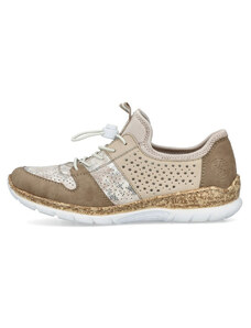 Pantofi dama, Rieker, N4255-60-Bej, casual, piele ecologica, cu talpa joasa, bej (Marime: 40)