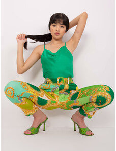Fashionhunters Pantaloni din material textil verde și galben