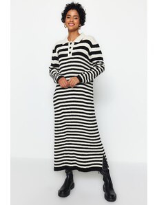 Trendyol Black Polo gât dungi pulover rochie