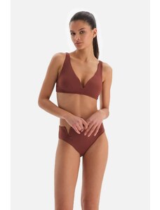 Dagi Brown Triangle Wide V Wire Strand Bikini Top