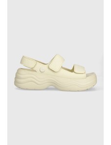 Crocs sandale Skyline Slide femei, culoarea bej, cu platforma, 208183