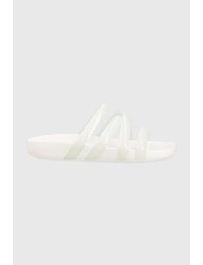 Crocs papuci Splash Glossy Strappy Sandal femei, culoarea alb, 208537