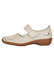 Pantofi dama, Rieker, 41399-60-Bej, casual, piele naturala, cu talpa joasa, bej (Marime: 40)