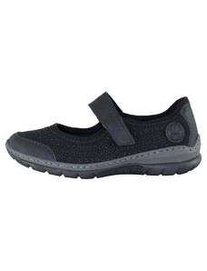 Pantofi dama, Rieker, L32B5-00-Negru, casual, piele ecologica, cu talpa joasa, negru (Marime: 40)