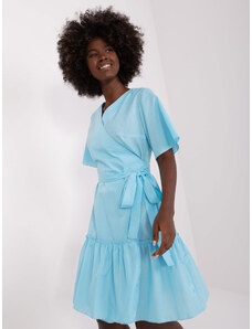 Fashionhunters Light blue cotton dress with frill