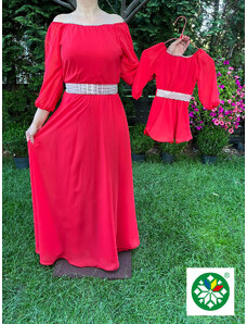 HT Set rochie lunga Ecaterina rosie