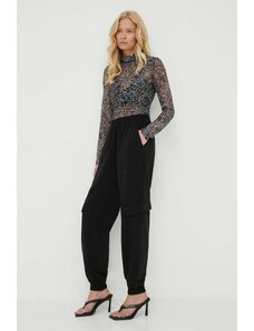 Bruuns Bazaar pantaloni Brassica Cilla femei, culoarea negru, drept, high waist