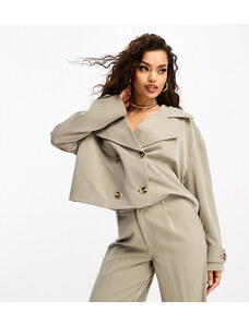 4th & Reckless Petite exclusive boxy jacket co-ord in sage-Green