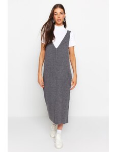 Trendyol Anthracite Maxi Knitwear V-Neck Dress