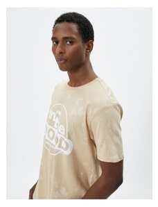 Koton Motto Printed T-Shirt Crew Neck Short Sleeve Abstract Detailed