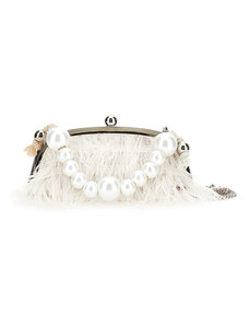 MONNALISA Feather Bag With Faux Pearl Handle