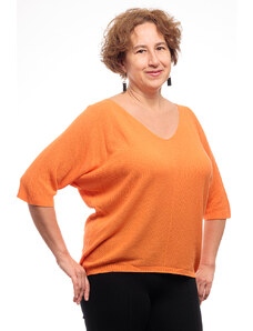 Shopika Bluza fin tricotata cu maneca fluture 3 4, portocaliu