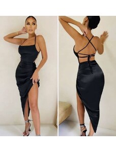 Fashion App Rochie Dama Din Satin Negru Sexy