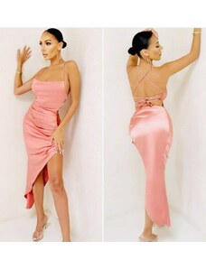 Fashion App Rochie Dama Din Satin Roz Sexy