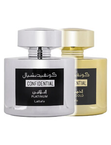 Lattafa Pachet 2 parfumuri, Confidential Gold 100 ml si Confidential Platinum 100 ml