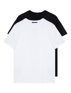Trendyol Multicolor Men's Basic Slim Fit 100% Cotton 2-Pack Crew Neck Short Sleeved T-Shirt.