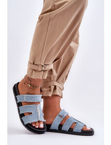 Kesi Women's Fabric Sandals with Zipper Blue Lamirose