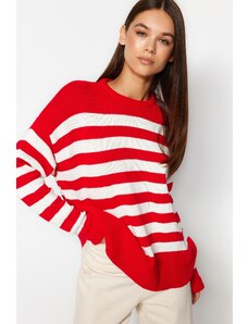 Trendyol Red Striped Tricotaje Pulover