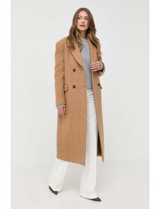 Pinko palton de lana culoarea maro, de tranzitie, cu doua randuri de nasturi