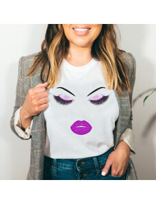 Kartier Tricou Dama Alb Purple Lips