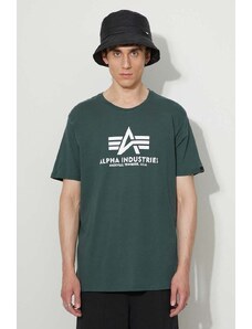 Alpha Industries tricou din bumbac Basic T-Shirt culoarea verde, cu imprimeu 100501.610-green
